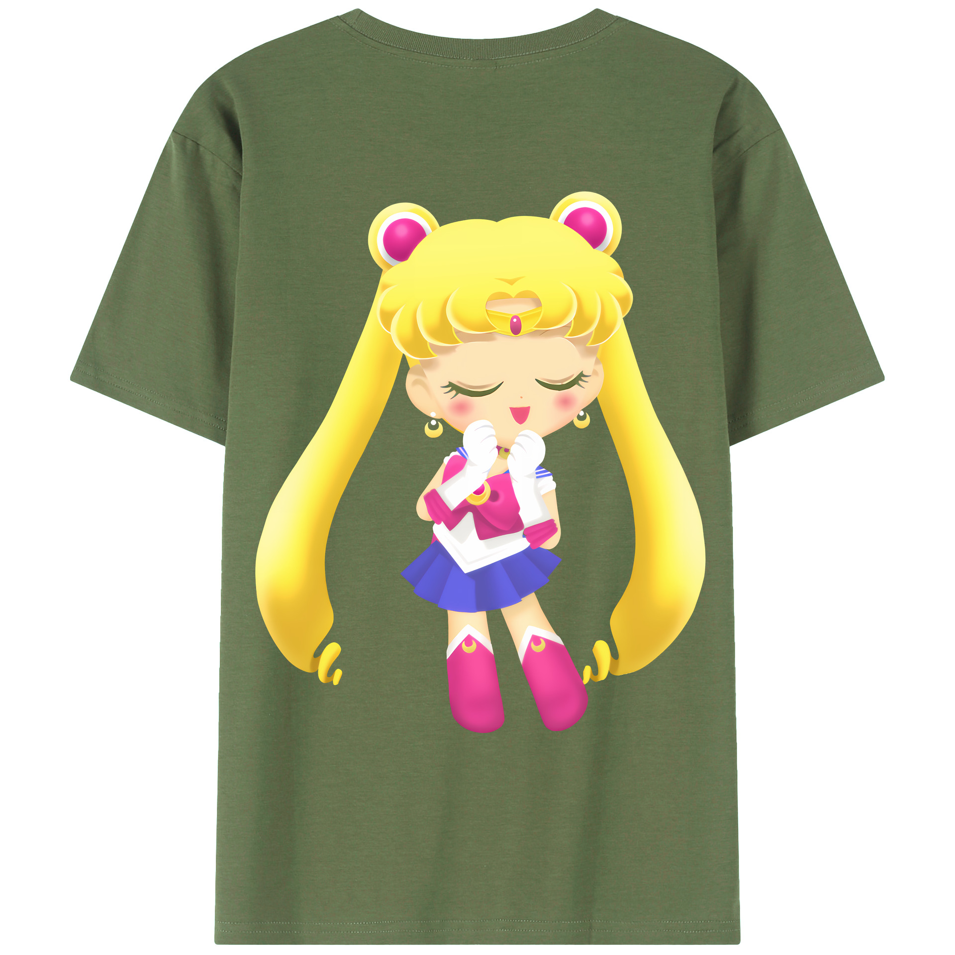 （画像用） 美少女戦士セーラームーン 月野 うさぎ つきの うさぎ Sailor Moon Tsukino Usagi 綿100％ メンズ半袖Tシャツ（バックプリント） 通気性